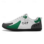 levne Pohodlné šněrovací boty-Pánské černo-béžové golfové tenisky, sportovní a pohodlné, ideální na golfová hřiště a aktivní pobyty