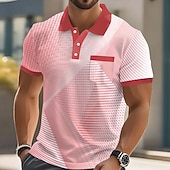 Χαμηλού Κόστους Ανδρικό γεωμετρικό πόλο-Ανδρικά Γεωμτερικό Πόλο Κοντομάνικο Μπλουζάκια πόλο Πουκάμισα με γιακά Business Casual ΕΞΩΤΕΡΙΚΟΥ ΧΩΡΟΥ Ένδυση γυμναστικής και άθλησης Καθημερινά Ρούχα 3D εκτύπωση Κουμπιά Ανοιξη καλοκαίρι