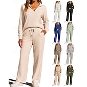 tanie dresy-Damskie Dres Spodnie dresowe Stroje sportowe Solidne kolory Zestawy odzież Jesień Czarny Biały Na zewnątrz Podróże Sportowy Wysoka talia Długi rękaw Sport Odzież sportowa Średnio elastyczny Regularny