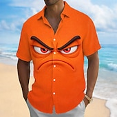 economico Modello 3D-Per uomo Illusione ottica Fantasia "Cartone 3D" Faccia arrabbiata Camicia Camicia con Bottoni Manica Corta Divertente Quotidiano Vacanza Estate Primavera Collo ripiegato Stampa 3D camicie con colletto
