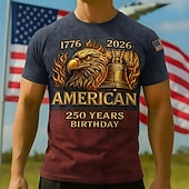 preiswerte Herren Kollektion-Patriotisch T-Shirt Grafisches T-Stück Adler Amerikanische Flagge Freiheitsglocke Retro Vintage Patriotisch T-Shirt Ärmel 1776–2026 für Herren Erwachsene 3D-Druck  für Unabhängigkeitstag / 4. Juli 4