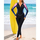 halpa One Pieces Rash Guards-Naisten Ihottumissuoja Uimapuku uimapuvut Tilkkutäkki Sulkea jnk vetoketju UV suoja Elastinen Pitkähihainen Uima-asut Uimapuku Lainelautailu Sukellus Uinti Kevät