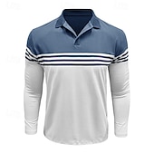 abordables Polo clásico para hombre-Hombre Polo de algodón Camiseta de golf Casual Negocio Cuello polo acanalado Manga Larga Moda Color sólido A Rayas Botones Primavera Primavera &amp; Otoño Ajuste regular Negro Vino Azul Marino Marrón