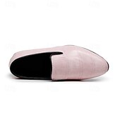abordables Mocasines-Mocasines de vestir para hombre en rosa claro con relieve de cocodrilo, diseño minimalista sin cordones, estilo elegante y refinado, ideales para bodas y ocasiones formales.