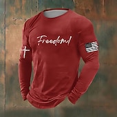 Χαμηλού Κόστους Ανδρικά 3D T-shirts-4η Ιουλίου 2026 250η Επέτειος Μνήμης Ανδρικό 3D Εκτύπωση Σημαία ΗΠΑ Crew Neck Μακρυμάνικο T-Shirt Casual Καθημερινά