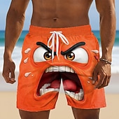 Χαμηλού Κόστους Ρετρό Βιντάζ &amp; Ηθική-Ανδρικά 3D Εκτύπωση Κινούμενα σχέδια 3D Θυμωμένο πρόσωπο Μαγιό Βερμούδα Σορτσάκια Κολύμβησης Σορτς παραλίας Μεσαία Μέση Χαβανέζα Αστείος Διακοπές στην παραλία