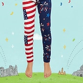  Ragazze 3D Bandiera A righe Pantaloni Leggings Stampa 3D Primavera Autunno Streetwear Essenziale Collant Bambini 4-12 Anni Casuale Quotidiano All'aperto Vestibilità regolare