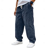 voordelige casual broek-Voor heren Broek Corduroybroek Wijde broek Vrijetijdsbroek Trekkoord Elastische taille Effen Comfort Ademend Volledige lengte Casual Dagelijks Buiten Modieus Streetwear blauw Zwart Micro-elastisch