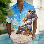 Per uomo Animale Giraffa Ippopotamo Camicia hawaiana estiva Camicia con Bottoni Camicia Aloha Manica Corta Hawaiano Vacanza Abbigliamento mare Estate Primavera Collo ripiegato Stampa 3D camicie con