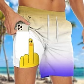 economico Animali &amp; Uccelli-Per uomo Divertente Colore sfumato Anatra Pantaloncini foderati Pantaloncini da bagno 2 in 1 Pantaloncini da mare Misura del girovita medio Hawaiano Ferie Tasche Laterali Con Fodera a Compressione