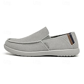 cheap Slip-On Casual Shoes-Men's Beige Canvas Slip-On Shoes, Soft Lightweight Construction, Minimalist Casual Style, Suitable for Everyday Wear, Travel &amp; Leisure