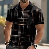 levne Pánské geometrické polo-Pánské Geometrický Polokošile Krátký rukáv Polo tričko Klopa Na běžné nošení Venkovní Dovolená Denní nošení Kapsy 3D tisk Jaro léto Vodní modrá Černá Fialová