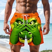  Homens Desenho Animado Crocodilo Cobrir os olhos Calção Justo de Natação Shorts de Natação Bermuda de Surf Cintura Média Havaiana Engraçado férias na praia Bolsos laterais Forro de malha Cintura