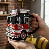 economico Tazze e tazzine-Tazza da pompiere, per i più coraggiosi, tazza da caffè artigianale con camion dei pompieri, tazza da caffè con pompiere, divertente tazza 3D con camion dei pompieri, stoviglie resistenti per bevande