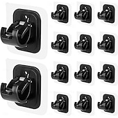 levne Úložiště a organizování-14 ks držáky na záclonové tyče bez vrtání, samolepicí háčky na záclonové tyče bez hřebíků, nastavitelné háčky na záclonové tyče, věšáky na záclony do koupelny, kuchyně, domů, koupelny a hotelu