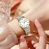 billiga Kvartsklockor-Klassisk Damklocka Original Kvarts Klocka Rhinestone Urskiva Luminös Datum och Kalenderfunktion Trendig Moderiktiga Affärsluxusklocka Bästa Val för Födelsedagspresent Mors Dag