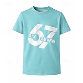 cheap Boy's 3D Funny Humor-Unisex Boys' 3D Graphic Color Gradient Funny Slang 67 T shirt Tee Short Sleeve 3D Print Summer Spring Sports Fashion Streetwear Kids 4-12 Years Crew Neck Casual Daily Outdoor Regular Fit