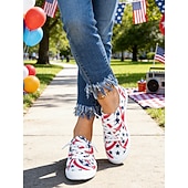  Η 250η Επέτειος των Ηνωμένων Πολιτειών Γυναικεία Sneakers με Εκτύπωση Σημαίας ΗΠΑ – Κλασικά Παπούτσια Canvas με Δέσιμο και Μαλακό Πάτο για Πατριωτικό Στυλ Παρελάσεις Φεστιβάλ Βόλτες και Καθημερινή