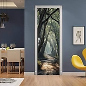 economico Striscioni per Garage e Porte-natura foresta sentiero porta striscione sentiero di luce solare attraverso parete arazzo paesaggio 3d scenario per camera da letto corridoio arredamento casa