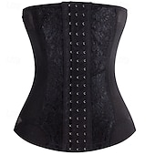 Недорогие Фитнес-корсет Waist Trainer-Жен. Корректирующее белье Тренажер для талии На каждый день Чистый цвет Кружева Эластичная талия Повседневные Без рукавов Черный Бежевый Лето Весна Осень Зима Приталенный крой