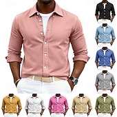 cheap Men's Smart Casual Shirts-Men's Shirt Casual Shirt Button Up Shirt Acid Wash Shirt Navy Blue Gray Long Sleeve Plain Lapel Casual Daily Clothing Apparel Fashion Modern Smart Casual