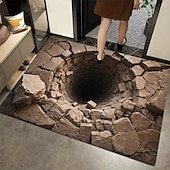 Недорогие Коврики-Трехмерный коврик с оптической иллюзией, глубоким отверстием и эффектом потрескавшегося камня, двухмерная плоская печать для эффектного украшения прихожей.