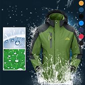 お買い得  フリースと3in1ジャケット-男性用 レインジャケット アウトドア 防水 防風 ハイキングの服装 ハイキングウェア 春 秋 ウインドブレーカー パッチワーク ダークグレー ブラック イエロー