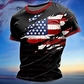 billiga Patriotisk T-shirt för veteraner-4 juli 2026 250:e minnesdagen Herrs patriotiska patriot grafisk 3D tryck amerikansk flagga veteran crew neck kortärmad T-shirt