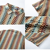 preiswerte Smart Casual Hemden für Herren-Herren Hemd Textur Freizeithemd Knopfhemd Jacquard-Hemd Rote Grün Kaki Kurzarm Geometrisch Einfach Hemdkragen Lässig Täglich Loch Bekleidung Elegant Mode Lässig