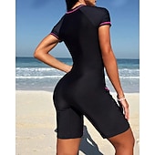 halpa One Pieces Rash Guards-Naisten Vakio Ihottumissuoja One Pieces -ihottumasuojat Uimapuku Värien estäminen Sulkea jnk vetoketju UV suoja Elastinen Lyhythihainen Uima-asut Kokopuku Lainelautailu Sukellus Uinti Kesä
