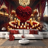 preiswerte Wandteppiche-Valentinstag Tapisserie Banner Decke Herz Romantisch 3D Schlafzimmer Wohnzimmer Wohnheim Jugendzimmer Studentenwohnheim Wandveranda Wohndeko