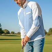 cheap Men's Golf Polo-Men's Waffle Polo Shirts Polo Casual Formal Banded Collar Long Sleeve Fashion Solid Color Textured Color Block Buttons Spring Fall Spring &amp;  Fall Regular Fit Navy Blue Light Grey Light Green Light