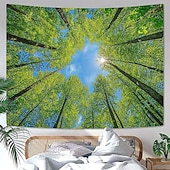 olcso Faliszőnyegek-északi fény gobelin telihold erdő fali dekoráció esztétikus galaxis éjszakai égbolt hálószobába nappali jógaterem meditációs tér