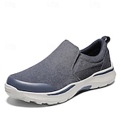 voordelige Slip-On Casual Schoenen-Grijze instapschoenen voor heren, lichtgewicht en ademend gebreid bovenwerk, comfortabele zool met demping, moderne casual stijl voor dagelijks gebruik en reizen.