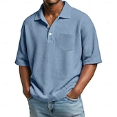 Χαμηλού Κόστους Κλασικό Πόλο Ανδρών-Ανδρικά Πουκάμισο γκολφ Μπλουζάκι πόλο με πλέξη βάφλα Causal Επιχείρηση Κλασσικά Κοντομάνικο Μοντέρνα Συμπαγές Χρώμα Σκέτο Κουμπιά Καλοκαίρι Άνοιξη Όλες οι εποχές Κανονικό