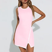 economico Abbigliamento Tennis da donna-Per donna Tinta unita Abito da tennis Gonne da tennis con pantaloncini Abito sportivo Senza Maniche Patchwork Cerniera Tasca Antivento Traspirante Pallavolo Tennis Corsa Girocollo Vestito Lilla Nero