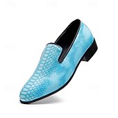 Χαμηλού Κόστους Μπαλαρίνες-Ανδρικά μπλε μοκασίνια με ανάγλυφο κροκόδειλο, slip-on σχέδιο από συνθετικό δέρμα, κομψό μοντέρνο στυλ, ιδανικά για κομψούς άνδρες σε πάρτι και ειδικές περιστάσεις