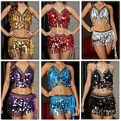 זול חלקים עליונים וסטים-Samba Dancewear סט תלבושות ריקוד סקסיות עם טסל סקווין תלבושת מופעים