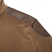 levne Základní mikiny_-Pánské Mikina Svetr Čtvrtletní mikina na zip Žebrovaný úplet Hnědá Stojáček Bez vzoru Slátanina S texturou Sporty a outdoor Ležérní Denní Šik ven Chladný Sportovní oblečení Zima Jaro &amp; podzim Oblečení