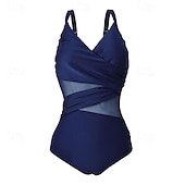 cheap One Pieces Rash Guards-Women's Bathing Suit Swimsuits One Pieces Solid Colored Mesh UV Protection Elastic Sleeveless Swimwear Swimsuit Surfing Diving Swimming Summer