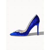 tanie Gość weselny-Damskie szmaragdowo-zielone aksamitne szpilki z kryształkami, eleganckie buty z noskiem w szpic na wesele, ceremonię kościelną