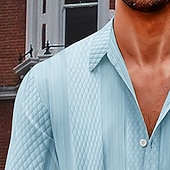 olcso Férfi elegáns alkalmi ingek-Férfi Ing Szerkezet Alkalmi ing Gombos póló Jacquard ing Sötétkék Hosszú ujj Sima Állógallér Hétköznapi Napi Jacquardszövet Ruházat Elegáns Divat Alkalmi Laza elegáns
