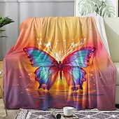 Недорогие Тонкие одеяла и пледы-Флисовые одеяла Плед для дивана Бабочка Классика Современное 3D Диван Кровать Декоративное одеяло Теплое одеяло Домашний декор