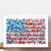  Stampa della bandiera americana rustica floreale - Arte murale patriottica ad acquerello decorazione da fattoria in stile cottagecore pittura botanica festiva