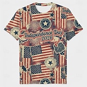  Patriotic T-shirt Graphic Tee USA Retro Vintage Patriotic T-shirt Sleeve 1776-2026 for Unisex Adults' 3D Print  for Independence Day / the Fourth of July 4th of July Party