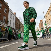 abordables Chaussures pour hommes-Baskets pour hommes pour la Saint-Patrick – imprimé trèfle vert, style sportif et confortable pour les défilés, les fêtes et les festivités