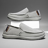 cheap Slip-On Casual Shoes-Men's Beige Canvas Slip-On Shoes, Soft Lightweight Construction, Minimalist Casual Style, Suitable for Everyday Wear, Travel &amp; Leisure