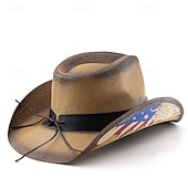  250-årsjubileum i USA Retro / vintage Ville vesten Cowboyhatt Cowgirl lue Cowgirl Cowboy West Cowboy Kostyme Unisex Maskerade 4. juli Fest Uavhengighetsdagen Voksne Hatt Alle årstider