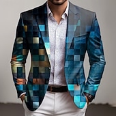 economico Blazer Stampati da Uomo-Per uomo Geometrico Giacca blazer Cappotto Confortevole Traspirante Artistico Casual Casuale Quotidiano Abbigliamento da sera Stampa 3D Bottoni Multi-tasche Autunno &amp; Inverno Primavera Dentellato