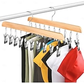 Недорогие Хранение вещей и организация пространства-Набор из 2 органайзеров для шкафа с 10 зажимами — компактный подвесной органайзер для шкафа, металлические зажимы с силиконовой подкладкой, вращающиеся на 360°, многофункциональные крючки для вешалок